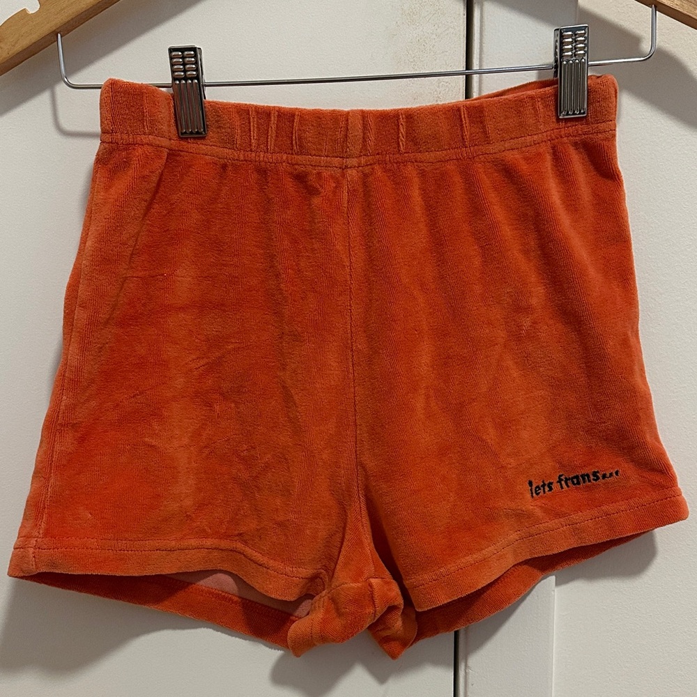 Let's Frans Orange Athletic Shorts for Women